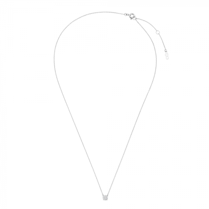 New Bling - 9NBG-0955 - 14K witgouden ketting – met 1 zirkonia – minimalistisch design