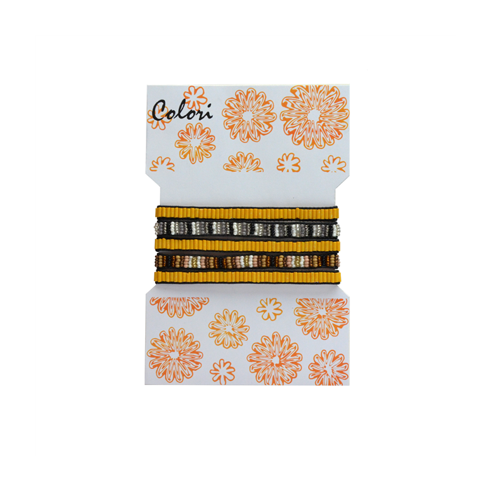 Colori 4-SET007 Ibiza Style Armbanden - 20 cm - Grijs / Geel / Bruin