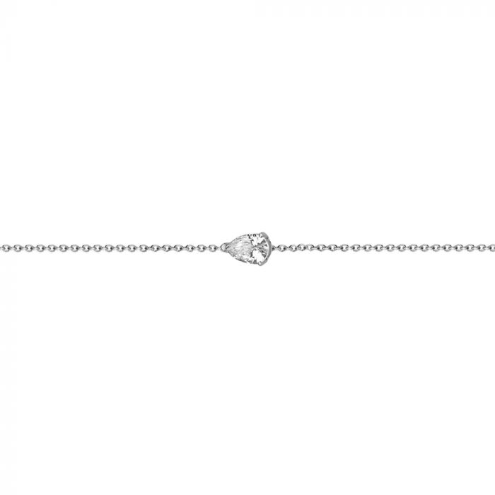 New Bling 9NB-0606 Zilveren Armband met Zirkonia - Ankerschakel - Zirkonia - Pear - 6 mm - 15,5 + 1 + 1 + 1 + 1 cm - Zilverkleurig