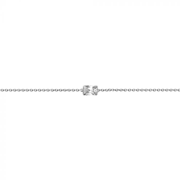 New Bling 9NB-0607 Zilveren Armband met Zirkonia - Ankerschakel - Zirkonia - Baguette - 6 mm - 15,5 + 1 + 1 + 1 + 1 cm - Zilverkleurig