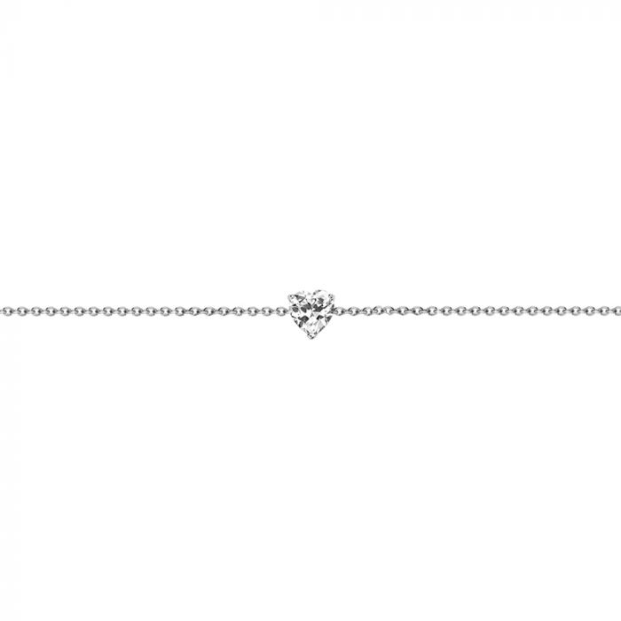 New Bling 9NB-0608 Zilveren Armband met Zirkonia - Ankerschakel - Zirkonia - Hartje - 6 mm - 15,5 + 1 + 1 + 1 + 1 cm - Zilverkleurig