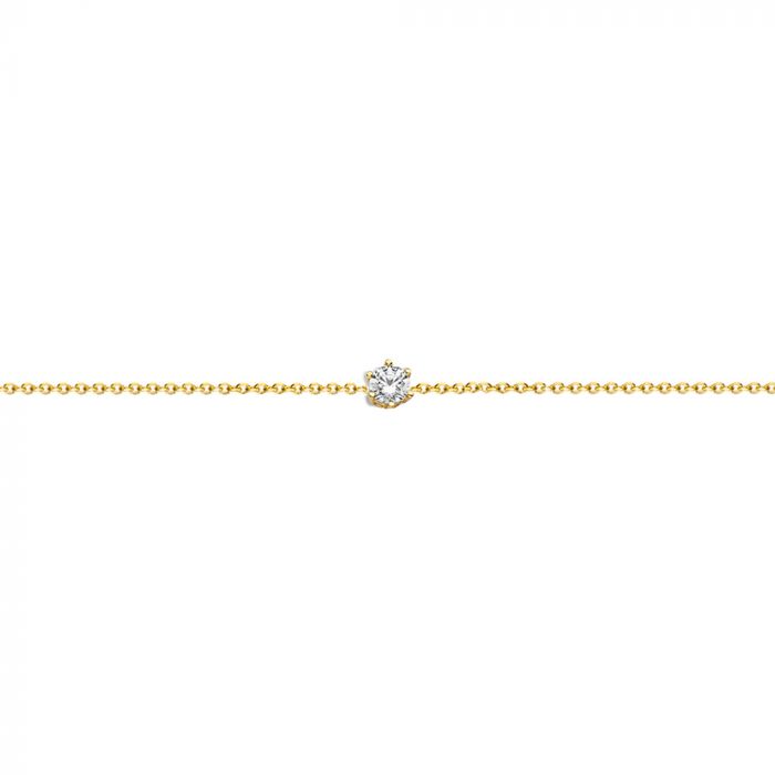 New Bling 9NB-0611 Zilveren Armband met Zirkonia - Ankerschakel - Zirkonia - Rond - 6 mm - 15,5 + 1 + 1 + 1 + 1 cm - Goudkleurig