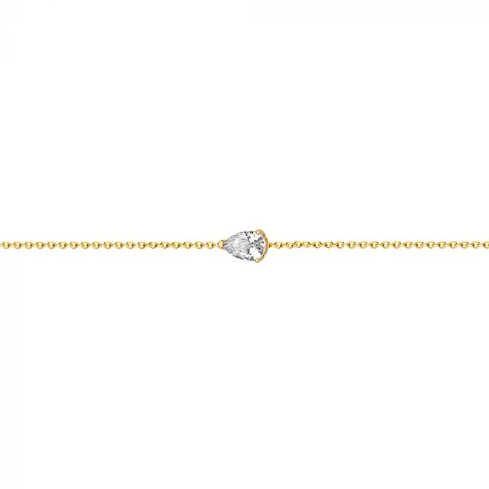 New Bling 9NB-0612 Zilveren Armband met Zirkonia - Ankerschakel - Zirkonia - Pear - 6 mm - 15,5 + 1 + 1 + 1 + 1 cm - Goudkleurig