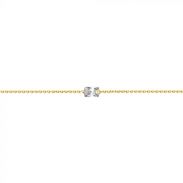 New Bling 9NB-0613 Zilveren Armband met Zirkonia - Ankerschakel - Zirkonia - Baguette - 6 mm - 15,5 + 1 + 1 + 1 + 1 cm - Goudkleurig