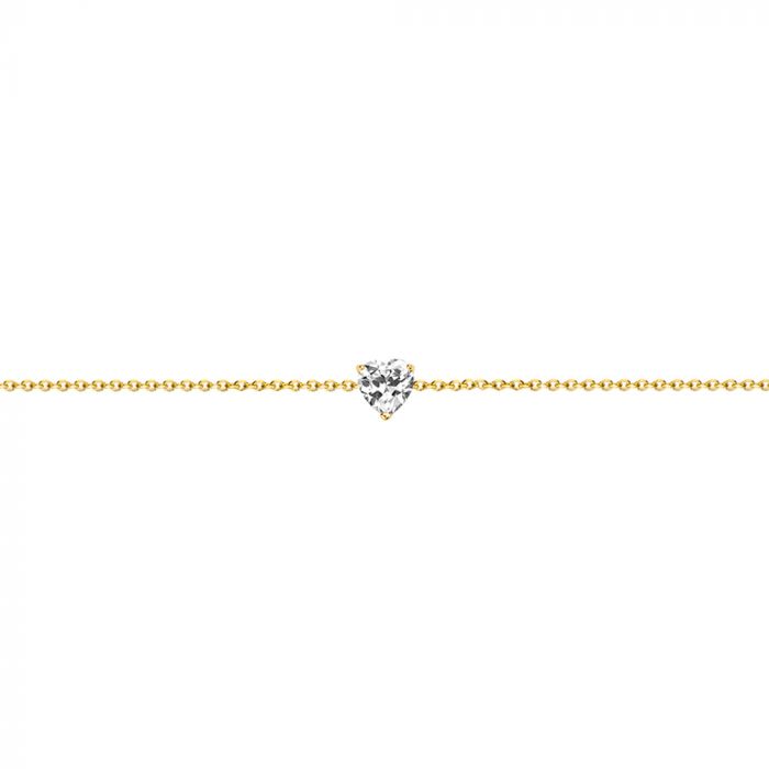 New Bling 9NB-0614 Zilveren Armband met Zirkonia - Ankerschakel - Zirkonia - Hartje - 6 mm - 15,5 + 1 + 1 + 1 + 1 cm - Goudkleurig