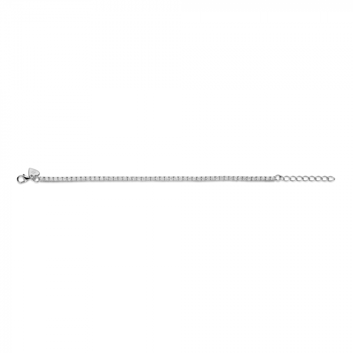 New Bling 9NB-0619 Zilveren Armband - Dames - Tennisarmband - Zirkonia - 2,5 mm - Rhodium - 15,5 + 3 cm - Zilver