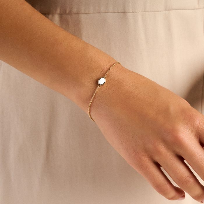 New Bling 9NB-0706 Zilveren Armband - Dames - Nano Opaque - Ovaal - 6,6 x 8,6 mm - Ankerschakel - 16 + 1 + 1 + 1 + 1 cm - Zilver - Gold Plated (Verguld/Goud op Zilver)