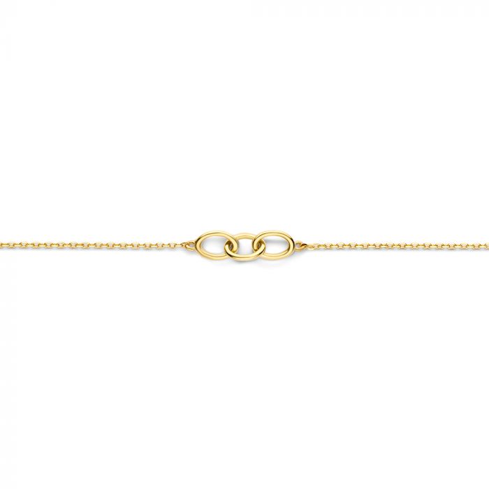 New Bling 9NBG-0345 Gouden Armband - Dames - Schakels - 4 x 13 mm - Ankerschakel - 0,85 mm Dikte - 16 + 1 + 1 cm - 14 Karaat - Goud