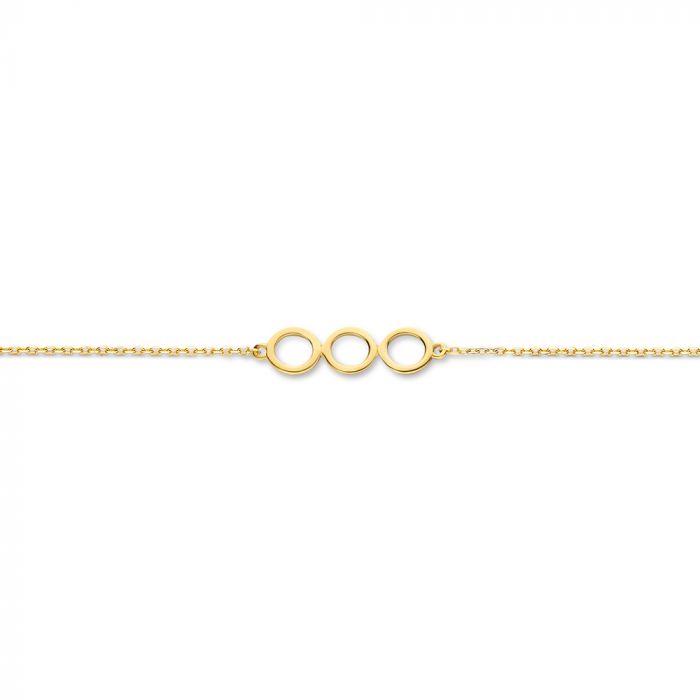 New Bling 9NBG-0351 Gouden Armband - Dames - Cirkels - 4,6 x 14 mm - Ankerschakel - 0,85 mm Dikte - 16 + 1 + 1 cm - 14 Karaat - Goud