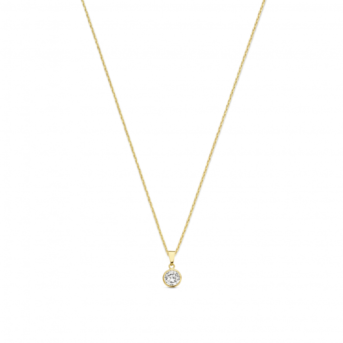 New Bling 9NBG-0799 Gouden ketting met Hangertje - V - 4,5x12mm - Ankerschakel - 39+3+3cm - 14 Karaat - Goud