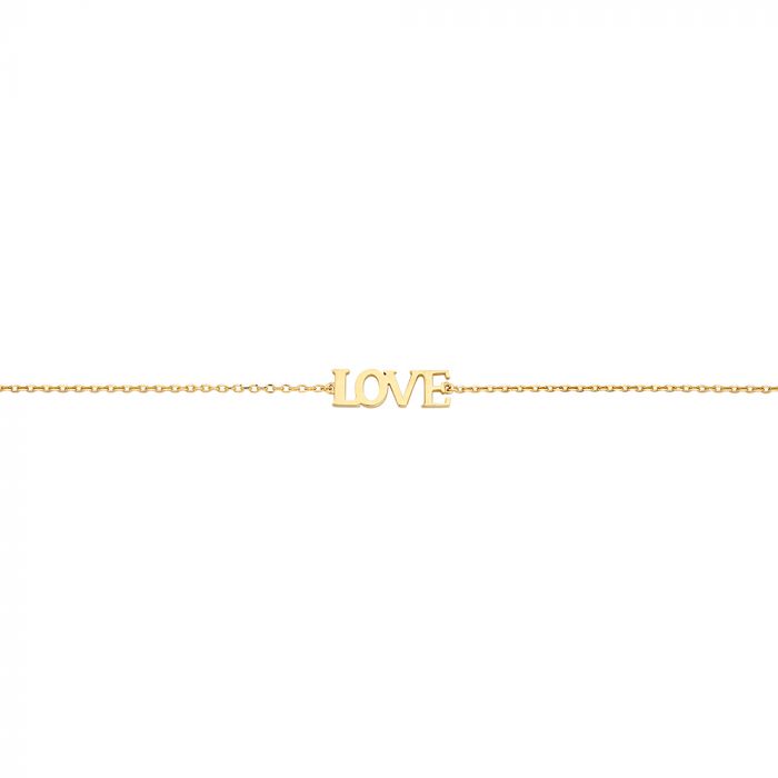 New Bling Goud 9NBG-0081 14 karaat gouden armband 16,5+1+1 cm - LOVE 13x5 mm - Goud