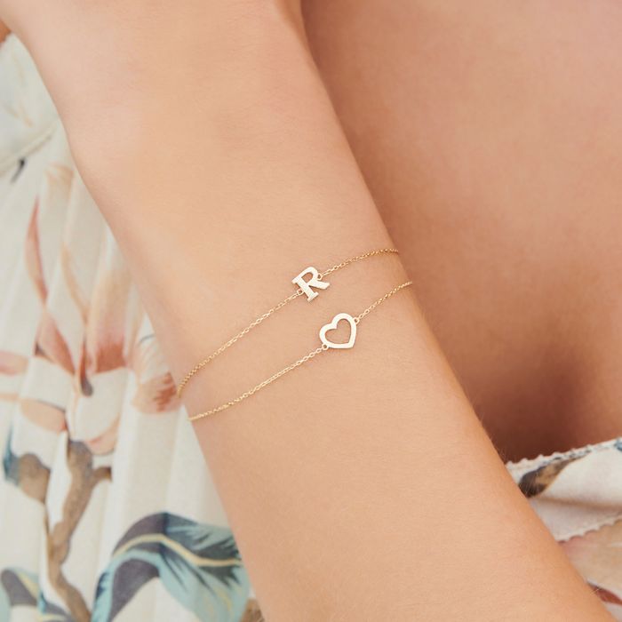 New Bling Goud 9NBG-0082 14 karaat gouden armband 16,5+1+1 cm - Hart 9,5x6,5 mm - Goud