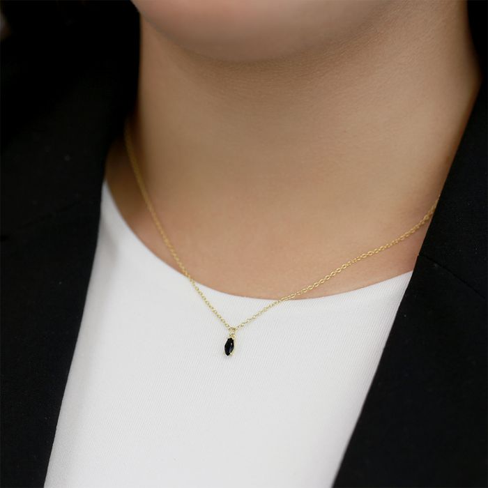 New Bling 9NB-0692 zilveren ketting - goudkleurig - zirconia - 45CM - trendy en stijlvol