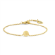 Cadeau voor haar CO88 Collection Alphabet 8CB-90615 Stalen schakel armband - 1,5 mm - bedel rond met letter A - 7mm - 19,5 cm - goudkleurig