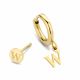 CO88 Collection Alphabet 8CE-70379 Stalen oorknop en oorring - letter W - 6 mm and 12mm - Initiaal sieraad - Goudkleurig