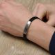 FRANK 1967 7FB-0286 - Heren Armband - 2 Strengen - Leer - Gevlochten - 21cm - 8mm - Zwart - Zilverkleurig
