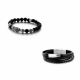 Frank 1967 7FR-SET027 Armbanden Set Zwart - 2 Stuks - Leer en Natuursteen - One-size - Zwart / Zilverkleurig