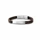 FRANK 1967 7FB-0285 - Heren Armband - 2 Strengen - Leer - Gevlochten - 21cm - 8mm - Zwart - Zilverkleurig