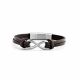 Frank 1967 7FB-0297 Leren Armband met Staal Elementen Infinity 1,5 x 2 cm - Heren - Lengte 20 + 1 cm - Donkerbruin
