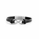 Frank 1967 Audacious Leather 7FB-0298 Leren Armband met Staal Elementen - Heren - Infinity 1,5 x 2 cm - Lengte 20 + 1 cm - Zwart