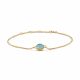 New Bling 9NB-0856 Zilveren Armband - Dames - Ovaal - Chrysophrase Bluish Stone - 8,5 x 6,5 mm - Ankerschakel - 1,3 mm - 16 + 1 + 1 + 1 cm - Zilver - Gold Plated (Verguld/Goud op Zilver)