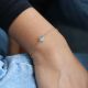 New Bling 9NB-0856 Zilveren Armband - Dames - Ovaal - Chrysophrase Bluish Stone - 8,5 x 6,5 mm - Ankerschakel - 1,3 mm - 16 + 1 + 1 + 1 cm - Zilver - Gold Plated (Verguld/Goud op Zilver)