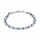 New Bling 9NB-1350 Zilveren Armbandje met Kristal Steentjes - Dubbele Armbandje - 2-in-1 - Kralen - 3mm - 3,5mm - 7mm - 17+3cm - Rhodium - Zilver