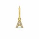 New Bling 9NB 906A Zilveren Oorring met letterhanger - Zirkonia - A - Half Paar - Goudkleurig
